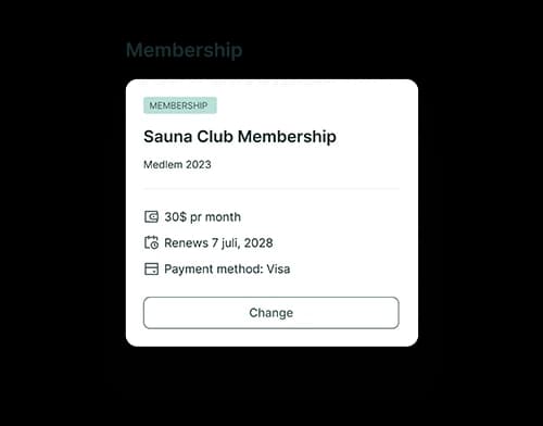 A sauna membership in a guest's account